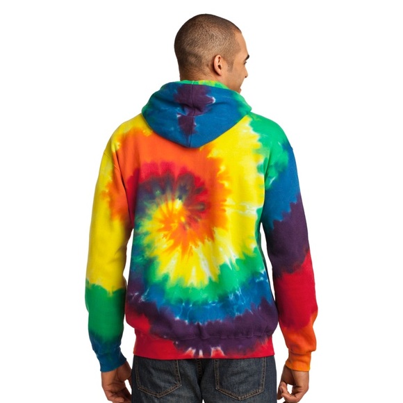 Tie-Dye Pullover Hooded Sweatshirt RAinbow - Picture 2 of 3